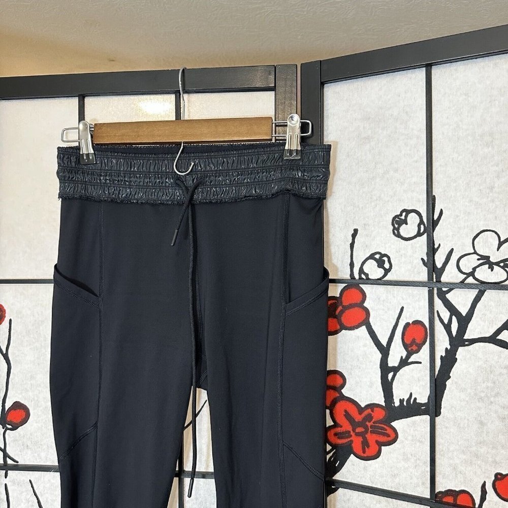 Athleta Womens Rainier Tight Legging Size XS Black Zip Pockets Reflective - Picture 2 of 5